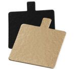 boîte distributrice de 200 mini-cartons réversibles métallisés or et noir avec languette, carrés 70x70 mm