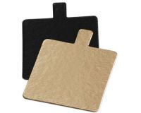 boîte distributrice de 200 mini-cartons réversibles métallisés or et noir avec languette, carrés 70x70 mm