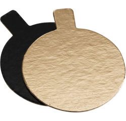 boîte distributrice de 200 mini-cartons réversibles métallisés or et noir avec languette, ronds 80 mm