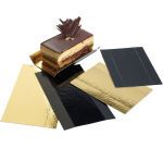 paquet de 200 fonds à part de gâteau en carton métallisé dessus or dessous noir à bords pliables rectangulaires 130x45x15 mm