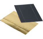 paquet de 200 fonds à part de gâteau en carton métallisé dessus or dessous noir à bords pliables rectangulaires 130x45x15 mm
