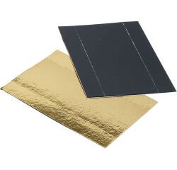 paquet de 200 fonds à part de gâteau en carton métallisé dessus or dessous noir à bords pliables rectangulaires 130x45x15 mm