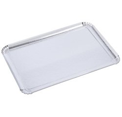 paquet de 25 plateaux en carton métallisé 1 face argent 42x32 cm