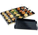carton de 100 (4 paquets de 25) plateaux en carton à bords pliables noirs 28x19x2 cm