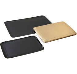 Plateau traiteur carton métallisé double face, noir et or - Lot de 100