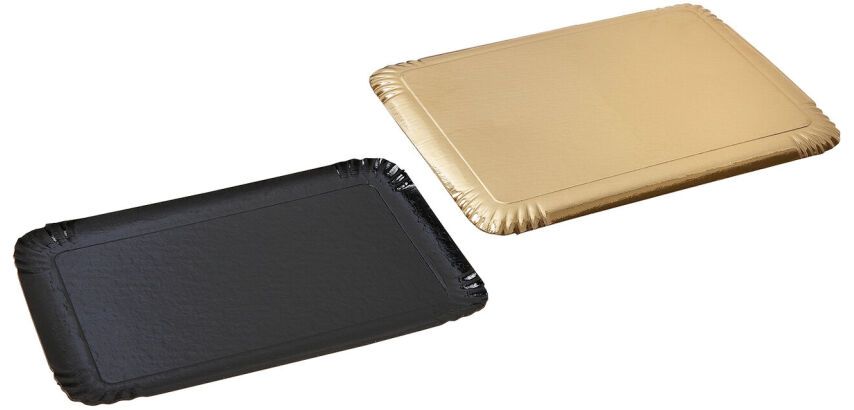 Plateau traiteur carton métallisé double face, noir et or - Lot de 100