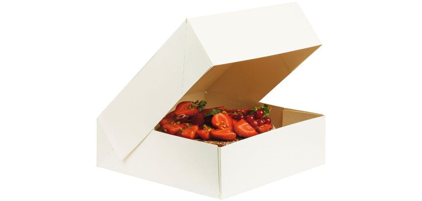 paquet de 50 boîtes à savarin en carton blanc h 100 mm 250x250 mm