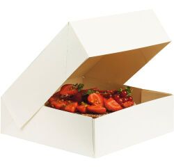 paquet de 25 boîtes à savarin en carton blanc h 100 mm 300x300 mm