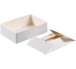 paquet de 100 boites à petits fours en carton blanc, sans couvercle h 50 mm 160x110 mm contenance 300 g