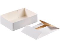 paquet de 100 boites à petits fours en carton blanc, sans couvercle h 50 mm 160x110 mm contenance 300 g