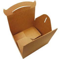 paquet de 50 boîtes en carton kraft brun à poignée 180x160x70 mm