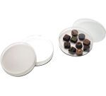 paquet de 10 boîtes à bonbons en PVC rondes avec fond carton blanc ø 140 H25 mm