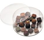 paquet de 5 boîtes à bonbons en PVC rondes avec fond carton blanc ø 160 H65 mm