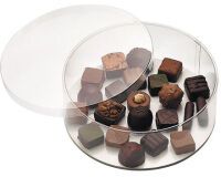 paquet de 5 boîtes à bonbons en PVC rondes avec fond carton blanc ø 160 H65 mm