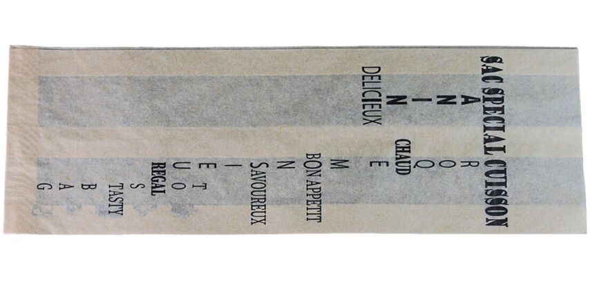 paquet de 1000 (4 sachets de 250) sacs papier kraft imprimés noir spécial cuisson 110x330 mm avec soufflets de 35 mm