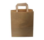 carton de 250 sacs cabas en papier kraft et poignées plates 260x320 mm avec soufflets de 140 mm