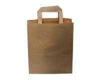 carton de 250 sacs cabas en papier kraft et poignées plates 260x320 mm avec soufflets de 140 mm