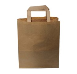 carton de 250 sacs cabas en papier kraft et poignées plates 260x320 mm avec soufflets de 140 mm