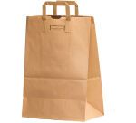 carton de 250 sacs cabas en papier kraft et poignées plates 320x440 mm avec soufflets de 170 mm brun