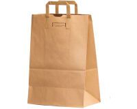 carton de 250 sacs cabas en papier kraft et poignées plates 320x440 mm avec soufflets de 170 mm brun