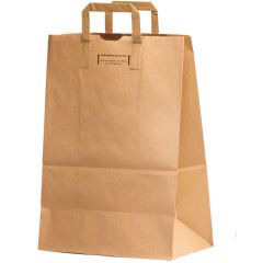 carton de 250 sacs cabas en papier kraft et poignées plates 320x440 mm avec soufflets de 170 mm brun