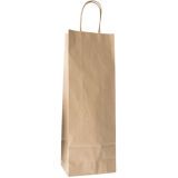 paquet de 250 sacs cabas en papier kraft brun pour bouteille 140x400 mm avec soufflets de 80 mm