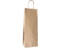 paquet de 250 sacs cabas en papier kraft brun pour bouteille 140x400 mm avec soufflets de 80 mm