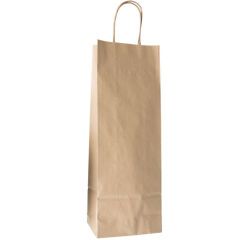 paquet de 250 sacs cabas en papier kraft brun pour bouteille 140x400 mm avec soufflets de 80 mm