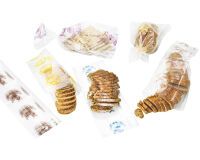 paquet de 200 sacs à pain coupé en polyéthylène transparent imprimés, liassés et perforés, beige, 230x400 mm avec soufflets de 40 mm