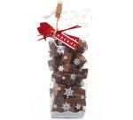 paquet de 100 sachets à confiseries décorés flocons avec fond carton, en polypropylène 100x220 mm