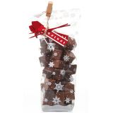 paquet de 100 sachets à confiseries décorés flocons avec fond carton, en polypropylène 100x220 mm
