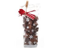 paquet de 100 sachets à confiseries décorés flocons avec fond carton, en polypropylène 100x220 mm