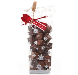 paquet de 100 sachets à confiseries décorés flocons avec fond carton, en polypropylène 100x220 mm