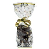 paquet de 100 sachets à confiseries décorés étoiles scintillantes en polypropylène 120x220 mm