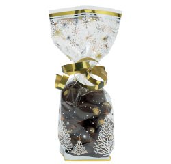paquet de 100 sachets à confiseries décorés étoiles scintillantes en polypropylène 120x220 mm