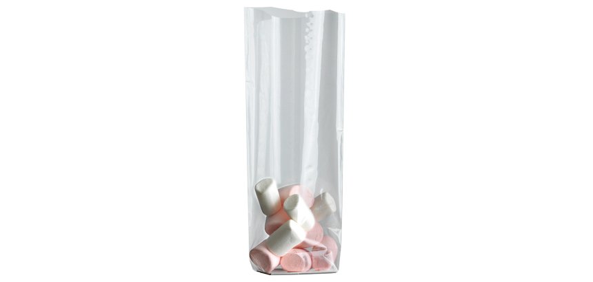 paquet de 100 sachets à confiseries neutres avec fond PP 100x220 mm