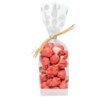 paquet de 100 sachets à confiseries décorés pois blancs avec fond carton, en polypropylène 100x220 mm