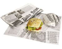 carton de 2500 feuilles (2 paquets de 1250) de papier d'emballage à burger,paraffiné impression journal 400 x 330 mm