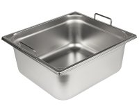 bac gastronorme plein inox - avec anses fixes - GN 2/3 profondeur 15 cm