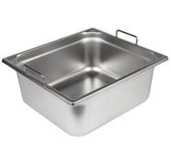 bac gastronorme plein inox - avec anses fixes - GN 2/3 profondeur 15 cm
