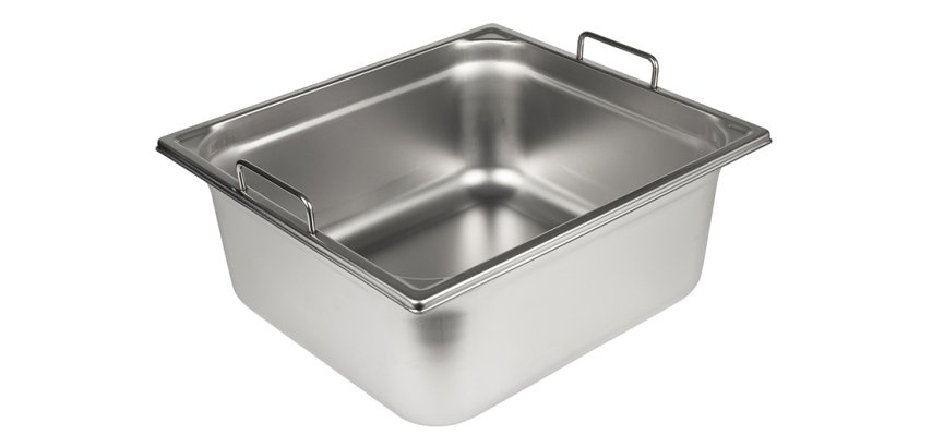 bac gastronorme plein inox - avec anses fixes - GN 2/3 profondeur 15 cm