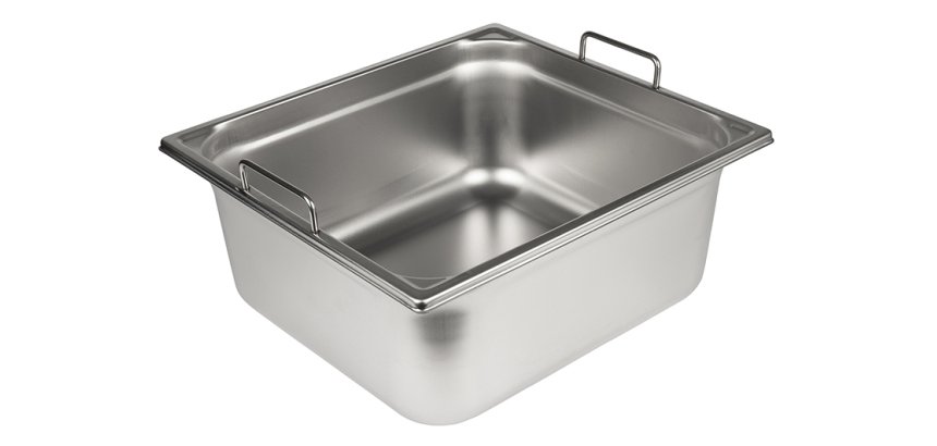 bac gastronorme plein inox - avec anses fixes - GN 2/3 profondeur 15 cm