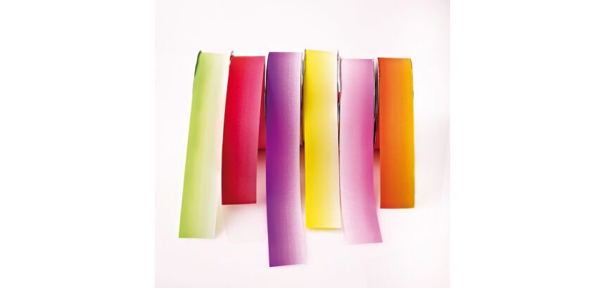 rouleau de 100m de ruban charlotte pastel uni largeur 50 mm jaune