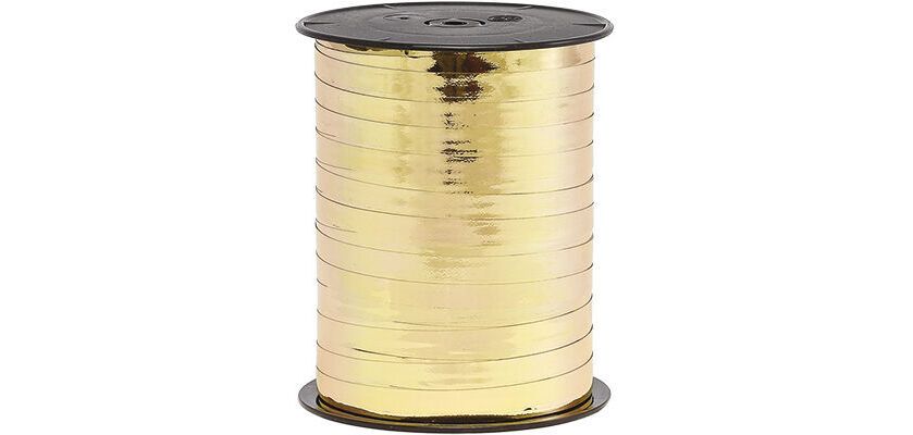 bobine de 250m de bolduc miroir uni en polypropylène 7  mm, or