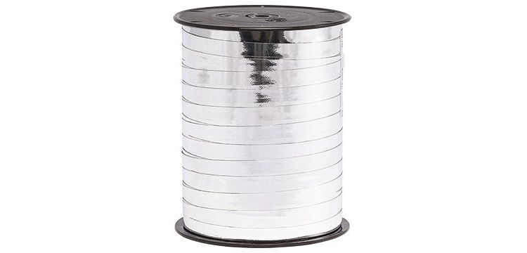 bobine de 250m de bolduc miroir uni en polypropylène 7  mm, argent