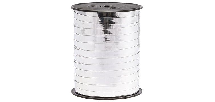 bobine de 250m de bolduc miroir uni en polypropylène 7  mm, argent