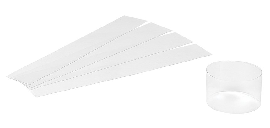 paquet de 500 rubans pâtissiers pré-coupés en pvc 100 microns 240 mm pour cercles ø 75 x H35 mm
