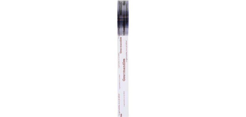 rouleau de 100 m de ruban pâtissier en PVC 150 microns impression ""gourmandise"" H45 mm