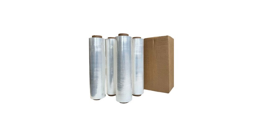 rouleau de film étirable recyclable en PE sans pvc de 300 m largeur 30 cm, vendu par 4