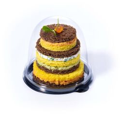Carton de 180 (12 sachets de 15) dômes PET transparent ø 9,5 cm hauteur 9,2 cm, pour socle à gâteau